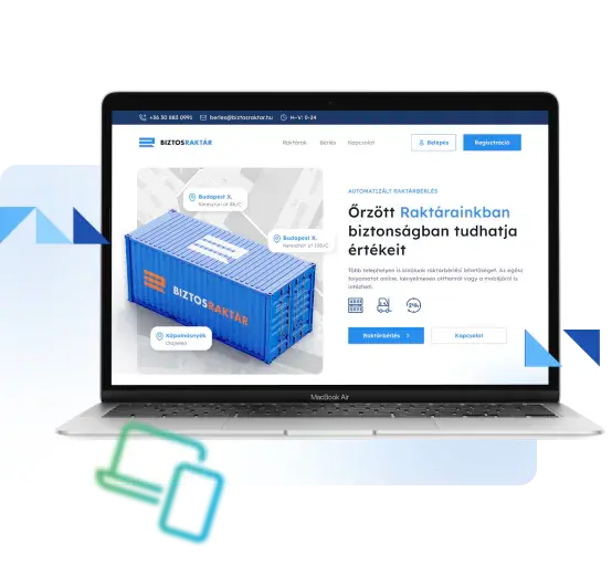 Laptopon megjelenő weboldal-felülettervezet